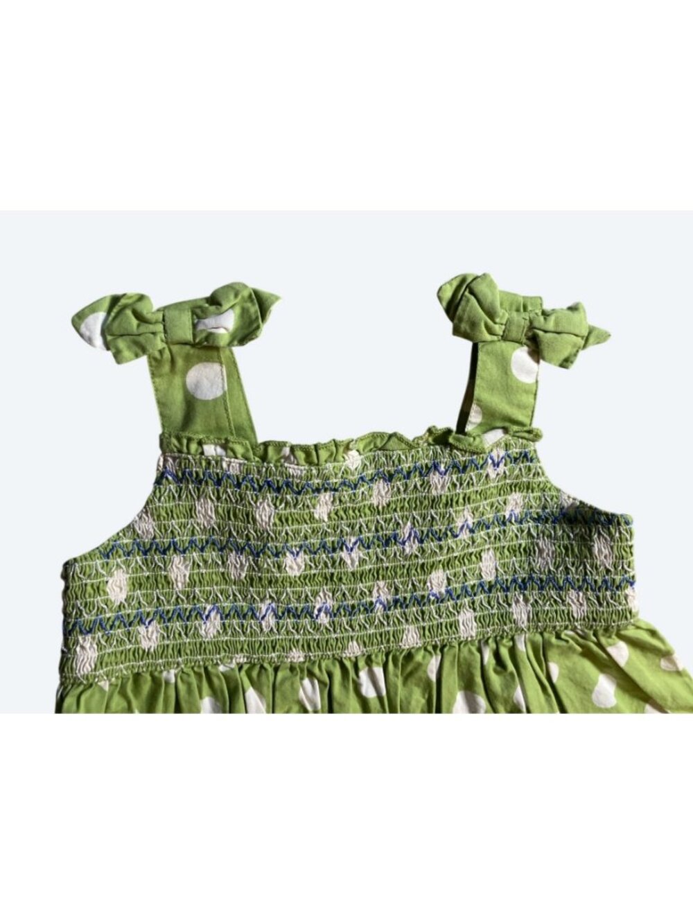 Laura Ashley Green Polka Dot Smocked Dress With Bloomers 24M - Picture 7 of 9